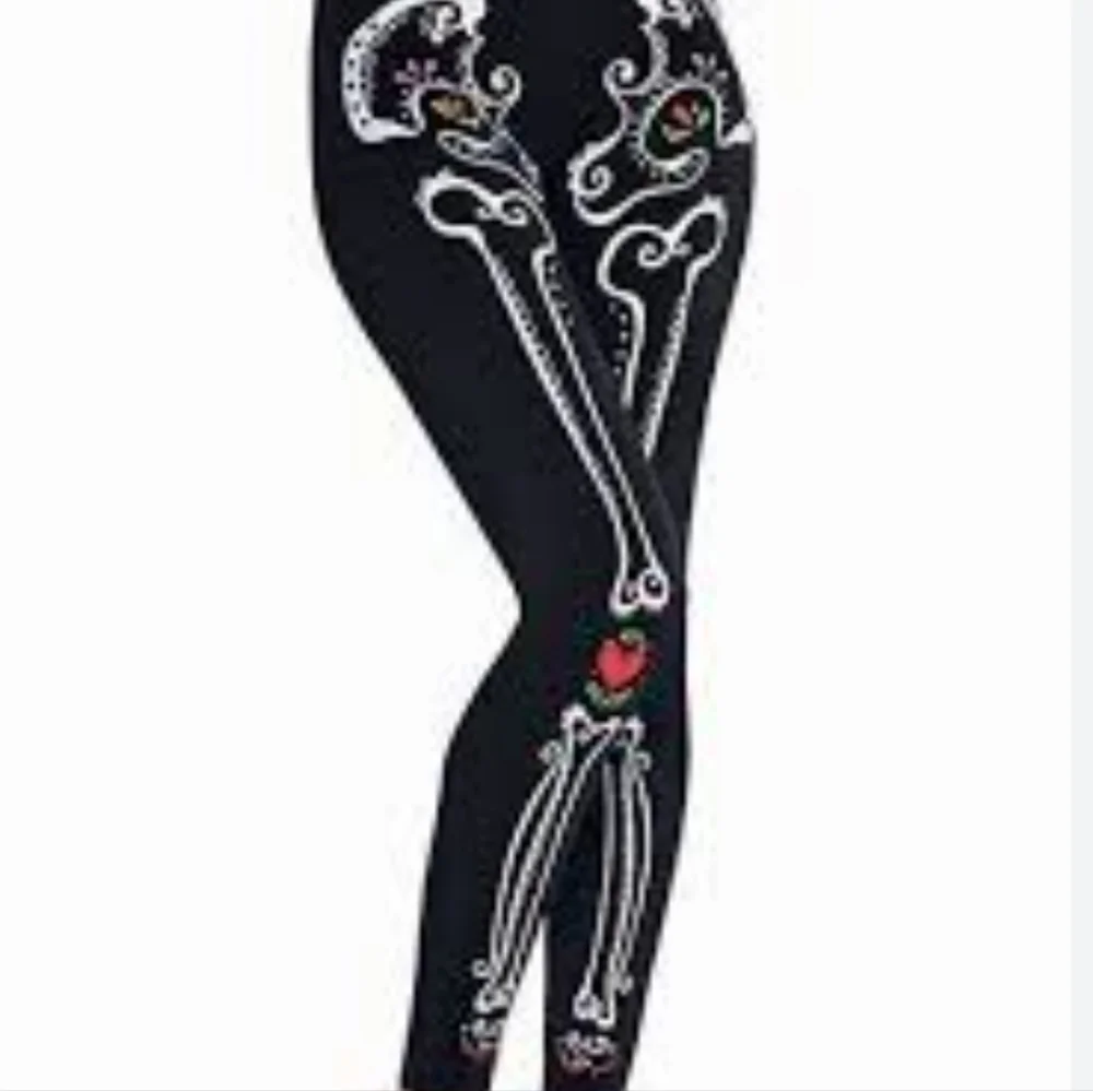 Day of the dead leggings. New. 1 pair. One size. (Up to size 8) hallowee… - Picture 1 of 3